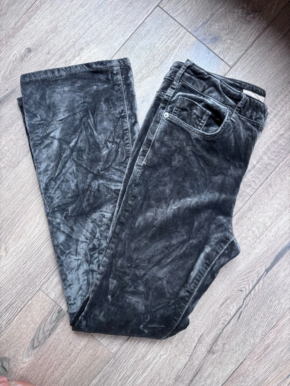 Pilcro Velvet Demi Lune Bootcut Pants Size 29 Green Gray Stretch Anthropologie - Picture 15 of 16